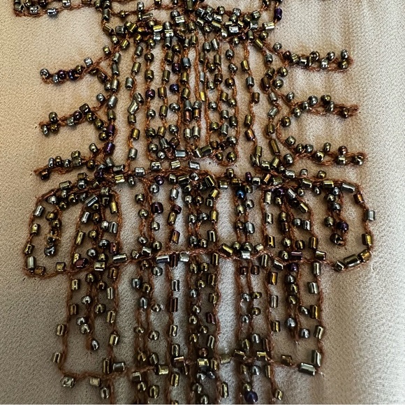 Freeway‎ Boutique Tribal Beaded Tan Cream Tunic Top Dress size L - Picture 3 of 13